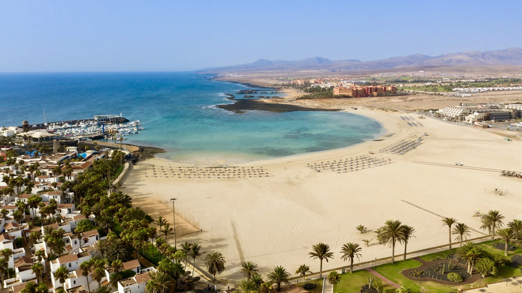 Vista aérea de la bahía de Caleta de Fuste